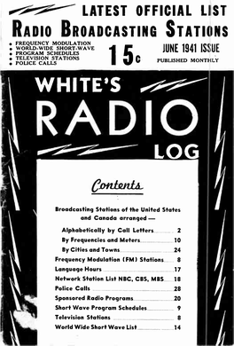 WHITE's RADIO LOG Published Monthly by C