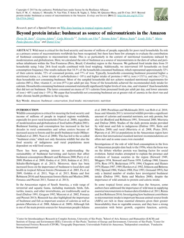 Beyond Protein Intake: Bushmeat As Source of Micronutrients in the Amazon