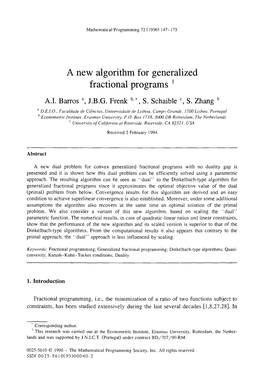 A New Algorithm for Generalized Fractional Programs 1