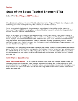 State of the Squad Tactical Shooter (STS) by Guest W Riter Chuck 