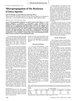 Micropropagation of Six Rockrose (Cistus) Species