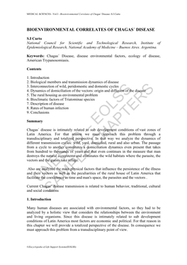 Bioenvironmental Correlates of Chagas´ Disease- S.I Curto