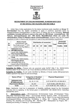 Government of Indiaministry of Defence RECRUITMENT