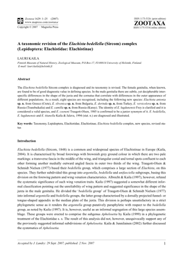 Zootaxa,A Taxonomic Revision of the Elachista Bedellella (Sircom