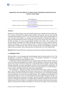 1.Assessing Sustainability in Mountain Tourism of Demanovska Valley