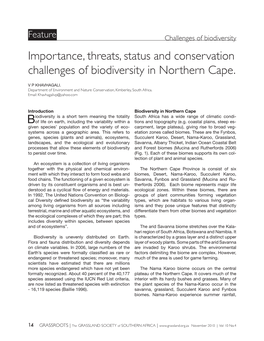 Feature Challenges of Biodiversity Importance, Threats, Status and Conservation Challenges of Biodiversity in Northern Cape