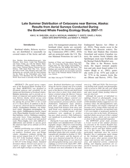 Late Summer Distribution of Cetaceans Near Barrow, Alaska: Results from Aerial Surveys Conducted During the Bowhead Whale Feeding Ecology Study, 2007–11