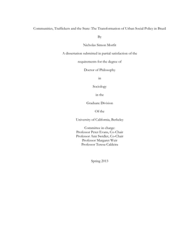 Communities, Traffickers and the State: the Transformation of Urban Social Policy in Brazil