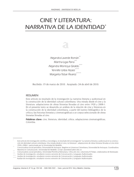 Cine Y Literatura: Narrativa De La Identidad*