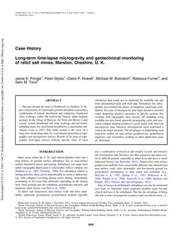 Long-Term Time-Lapse Microgravity and Geotechnical Monitoring of Relict Salt Mines, Marston, Cheshire, U