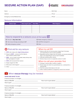 Seizure Action Plan (Sap)