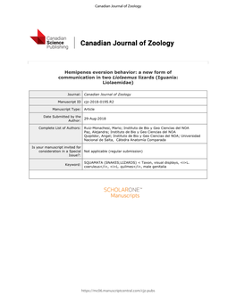 Hemipenes Eversion Behavior: a New Form of Communication in Two Liolaemus Lizards (Iguania: Liolaemidae)