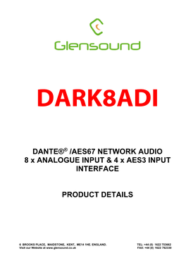 DANTE®® /AES67 NETWORK AUDIO 8 X ANALOGUE INPUT & 4 X AES3