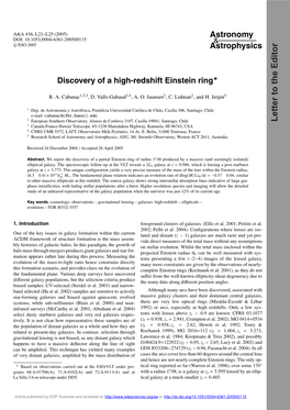 Discovery of a High-Redshift Einstein Ring The