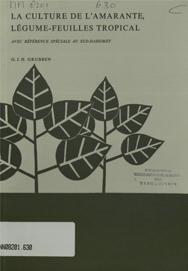 Inn C?2Oi Bso LA CULTURE DE L'amarante, LÉGUME-FEUILLES TROPICAL