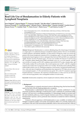 Real Life Use of Bendamustine in Elderly Patients with Lymphoid Neoplasia