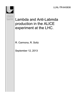 Lambda and Anti-Labmda Production in the ALICE Experiment at the LHC