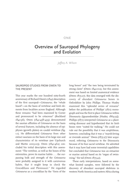 Overview of Sauropod Phylogeny and Evolution