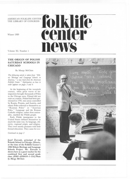 Folklife Center News, Volume 11 Number 1 (Winter 1989). American Folklife Center, Library of Congress