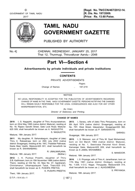 Tamil Nadu Government Gazette