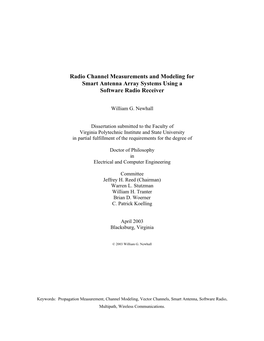 Radio Channel Measurements and Modeling for Smart Antenna Array Systems Using a Software Radio Receiver