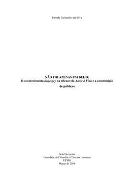 O Acontecimento Beijo Gay Na Telenovela Amor À Vida E a Constituição De Públicos