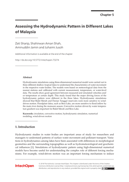 Assessing the Hydrodynamic Pattern in Different Lakes of Malaysia 73