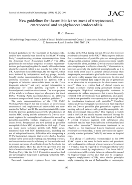 New Guidelines for the Antibiotic Treatment of Streptococcal, Enterococcal and Staphylococcal Endocarditis