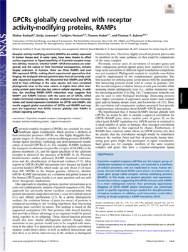 Gpcrs Globally Coevolved with Receptor Activity-Modifying Proteins, Ramps