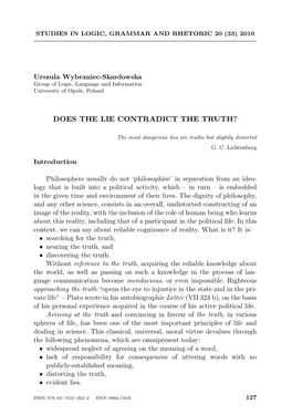 Does the Lie Contradict the Truth?