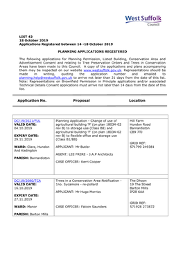 WSC Planning Applications 42/19