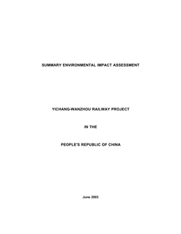 Summary Environmental Impact Assessment Yichang