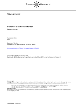 Tilburg University Economics of Professional Football Besters, Lucas