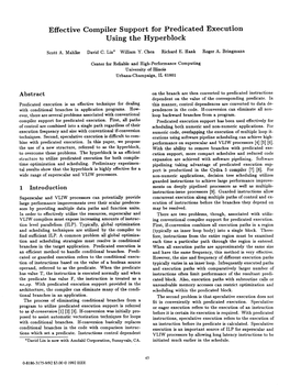 Effective Compiler Support for Predicated Execution Using the Hyperblock