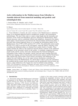 Active Deformation in the Mediterranean from Gibraltar to Anatolia Inferred from Numerical Modeling and Geodetic and Seismological Data I