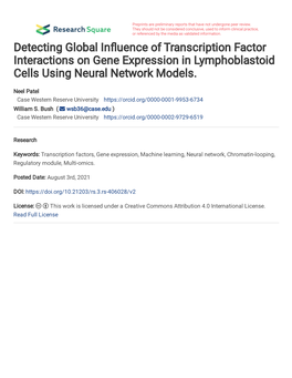 Detecting Global in Uence of Transcription Factor Interactions On