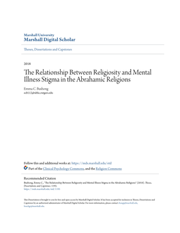 The Relationship Between Religiosity and Mental Illness Stigma in the Abrahamic Religions Emma C