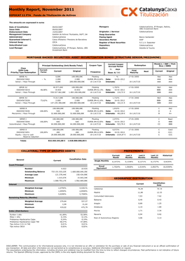 Monthly Report, November 2011