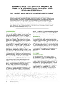 Screening Pinus Taeda (Loblolly Pine) Families for Physical and Mechanical Properties Using Vibrational Spectroscopy