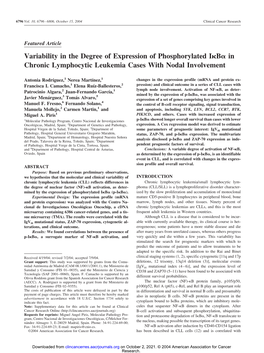 Variability in the Degree of Expression of Phosphorylated I B in Chronic