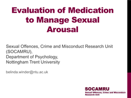 Evaluation of Medication to Manage Sexual Arousal