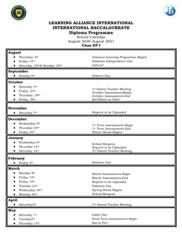 Academic Calendar