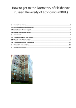 How to Get to the Dormitory of Plekhanov Russian University of Economics (PRUE)