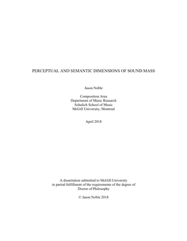 Perceptual and Semantic Dimensions of Sound Mass