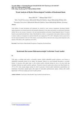 Trend Analysis of Hydro-Meteorological Variables of Kızılırmak Basin