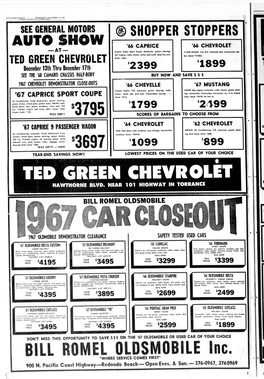 $3795 $3697 TED GREEN CHEVROLET BILL ROMEL OLDSMOBILE Inc