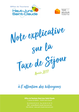 Note Explicative Sur La Taxe De Séjour
