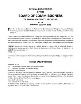 Board of Commissioners of Saginaw County, Michigan   January Session 2013