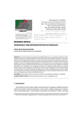 Democracy and Representation in Paraguay