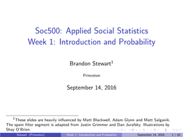 Soc500: Applied Social Statistics Week 1: Introduction and Probability